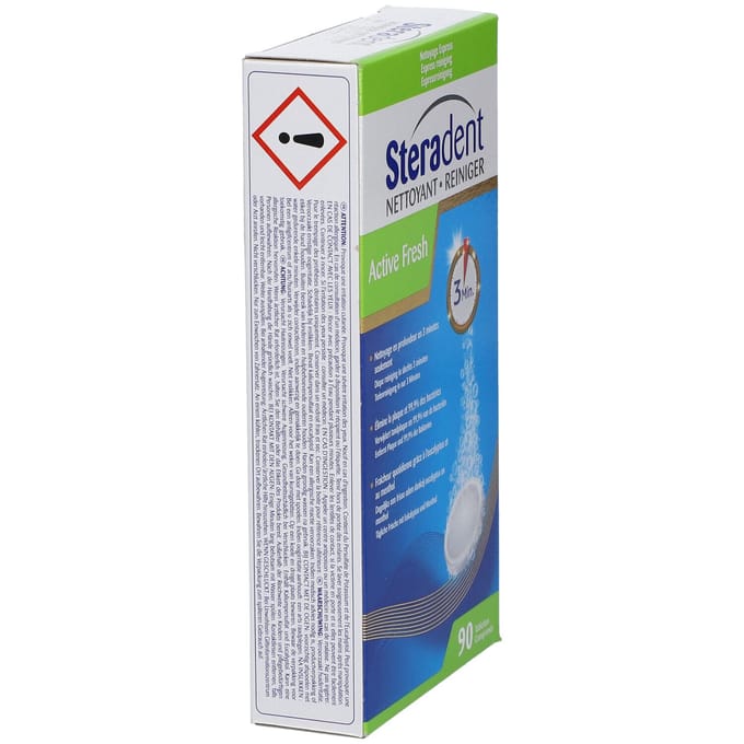 Steradent - Kunstgebitreiniger - Active Fresh - Menthol En Eucalyptus - 90 Tabletten