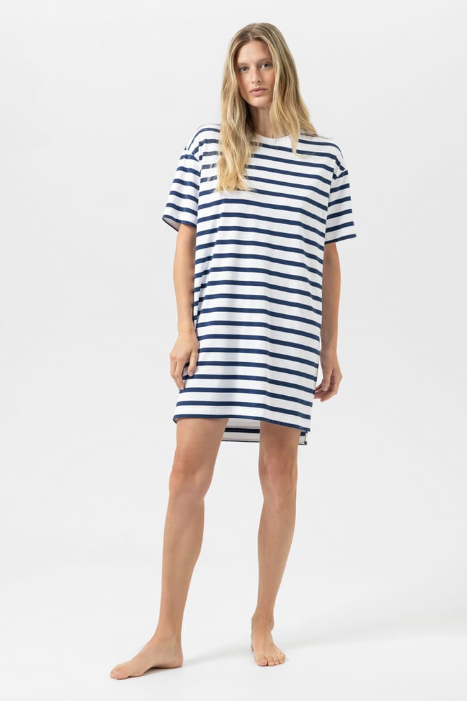 Nachthemd met korte mouwen Serie Breezy Stripes Blue Zodiac