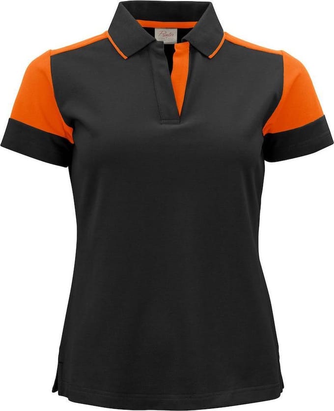 Printer Prime Polo Lady Zwart/Oranje - Maat M