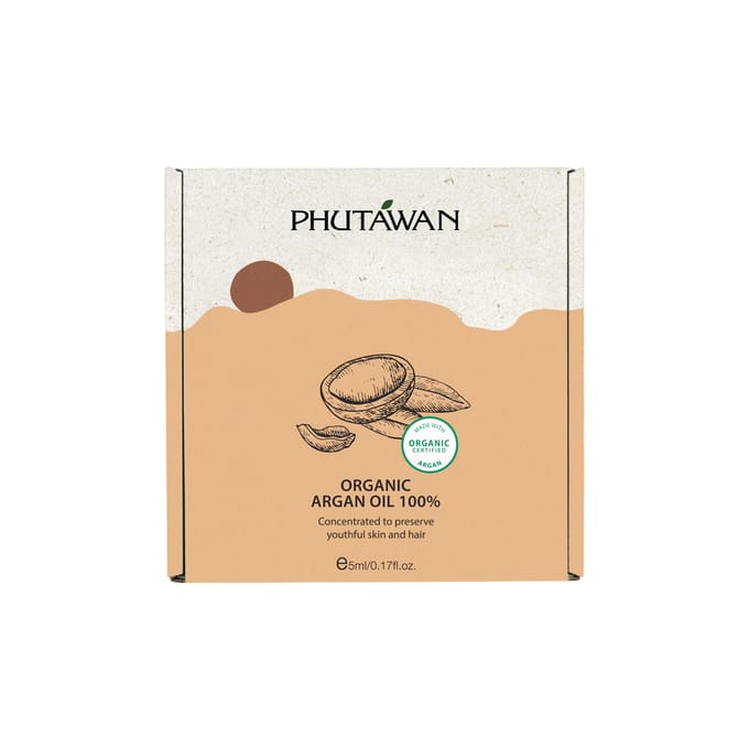 Phutawan Biologische Arganolie 100%, Geconcentreerd om een jeugdige huid en haar te behouden 30 ml. white