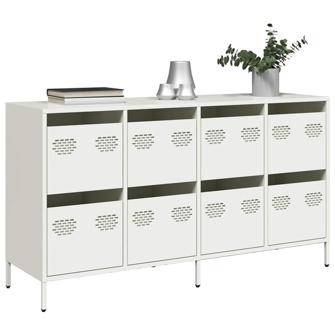 vidaXL - Dressoir - 135x39x73,5 - cm - koudgewalst - staal - wit