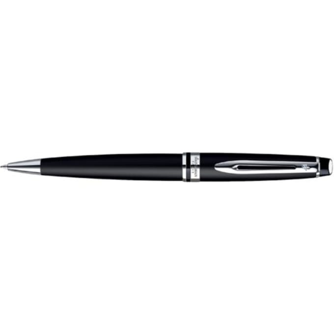 Waterman Expert-balpen | Matzwart met chromen rand | Medium punt | Blauwe inkt | met geschenkdoos