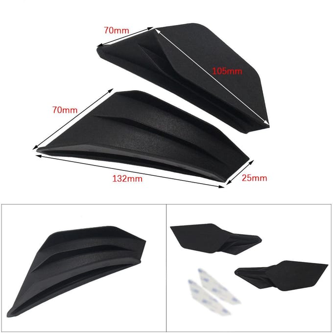 Kits d'ailes aérodynamiques pour moto GP, 2 pièces, becquet d'aile, accessoires de Modification universels noir
