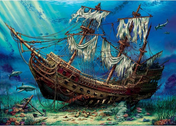 Zeer Gedetailleerde Puzzel 1500 Stukjes: Gezonken Schip Op Zee