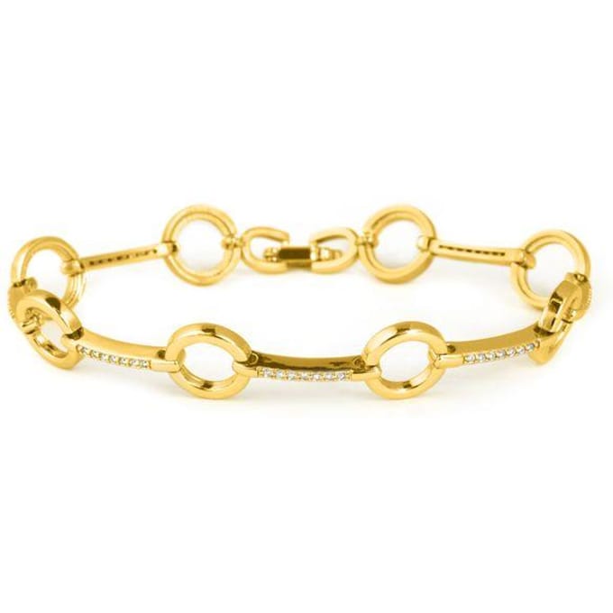 Bracelet - LUXENTER - Dimaran - finition or jaune 18 carats - zircone brillante - 18 cm beige