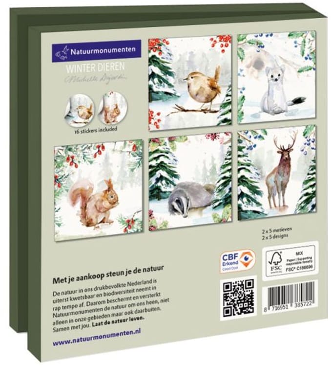 Kaartenmapje Winter Animals, Michelle Dujardin 10 Stuks