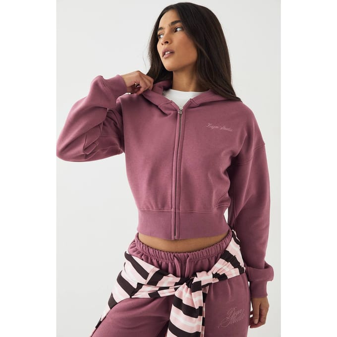 Dames DSGN Studio Script Geborduurd Ritshoodie | Rose | Maat: XL
