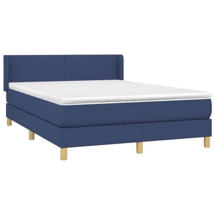 vidaXL - Boxspring - met - matras - stof - blauw - 140x190 - cm