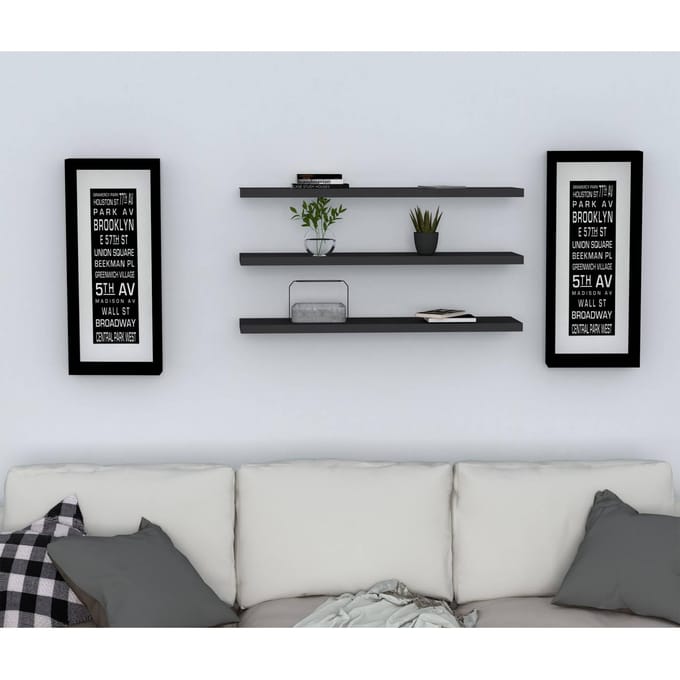 Asir - Wandplank - Antraciet - 1,8 x 60 x 14,5 cm