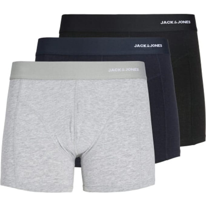 Jack & Jones Heren boxershorts trunks jacgabriel bamboe effen 3-pack grijs/donkerblauw/zwart