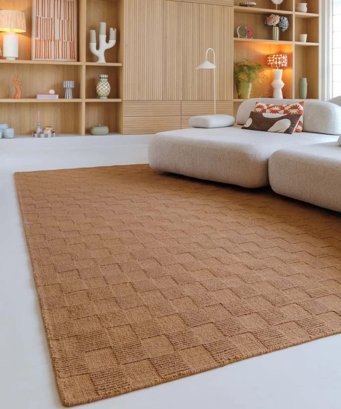 Wollen vloerkleed - Tavle cognac 300x400