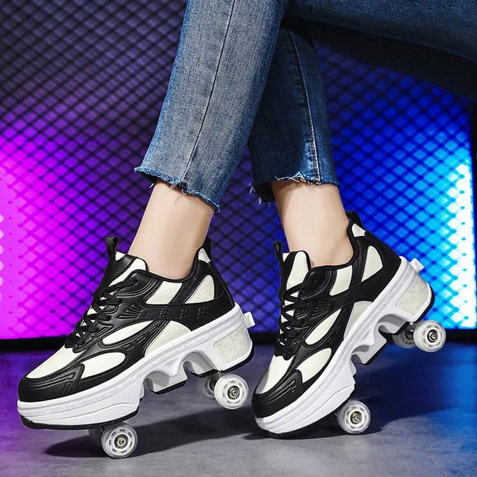 Nieuwe Schaatsen, Sneakers, Kinderen's Wegloop Schoenen, Vierwiel Katrollen, Beloopbaar, Demonteerbaar Flits 40 white