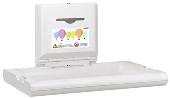 Babyverschoontafel horizontaal wit CP0016H Biocote®-bescherming plastic wit