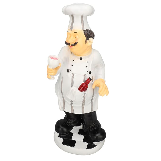Franse Chef Standbeeld Hars Decoratief Mini Chef Beeldje voor Keuken Tuin Huisdecoratie white