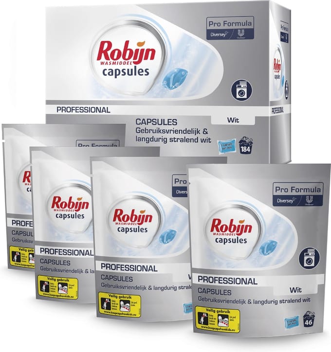 Robijn Pro Formula Wasmiddel Capsules Wit - 4 Zakken x 46 capsules