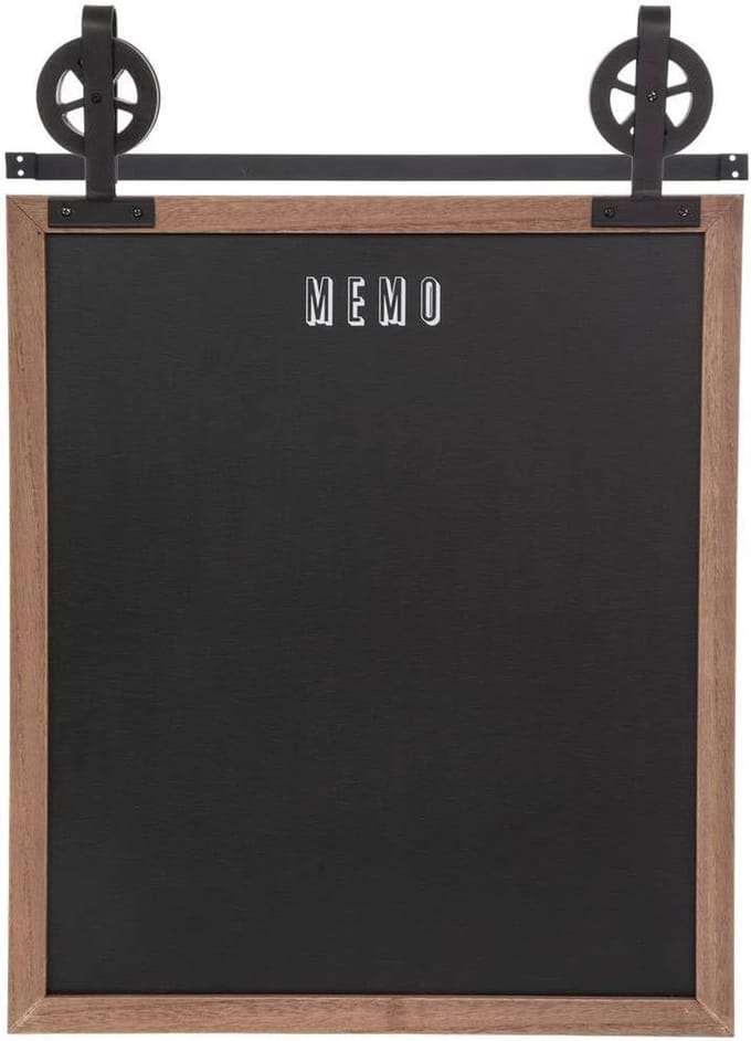 Atmosphera Wand krijtbord - Zwart/Hout - 55 x 68 cm