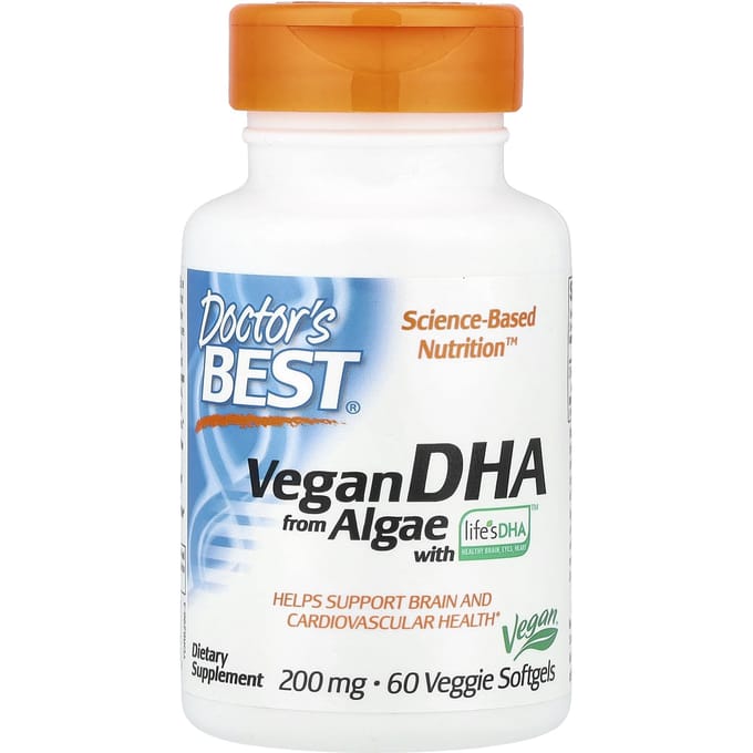 Doctor's Best, DHA végétalien à l'extrait d'algues avec Life's DHA, 200 mg, 60 gélules végétales