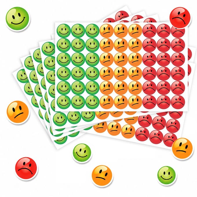 Smiley Beloningsstickers - 270 Smiley Stickers - 5 Stickervellen - Feedback