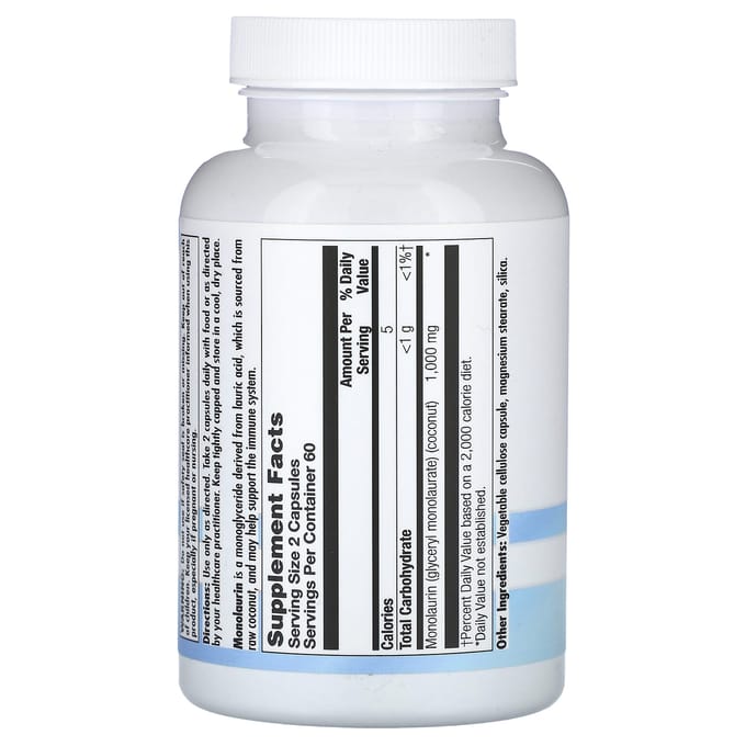 Monolaurine, 120 Capsules (500 mg per capsule)