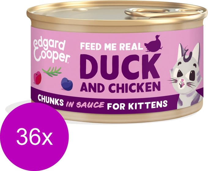 Edgard & Cooper Kitten Chunks 85 g - Kattenvoer - 36 x Eend&Kip