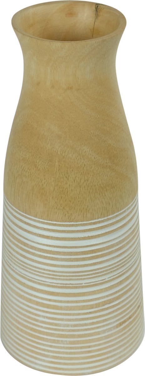 Fine Asianliving Japandi Vaas Mangohout Handgemaakt Wit D7xH23cm