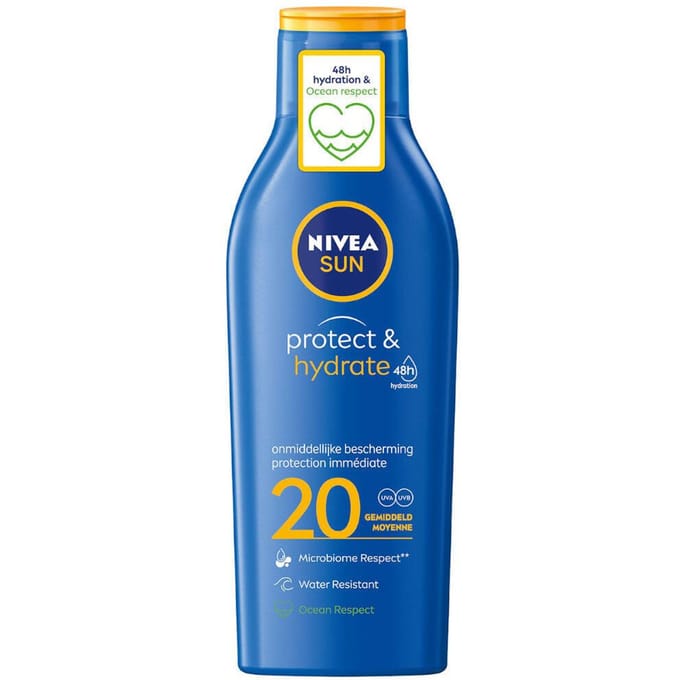 NIVEA SUN Protect & Hydrate Zonnebrand SPF 20 - Zonnecrème - Zonnemelk - Hydrateert - 200 ml