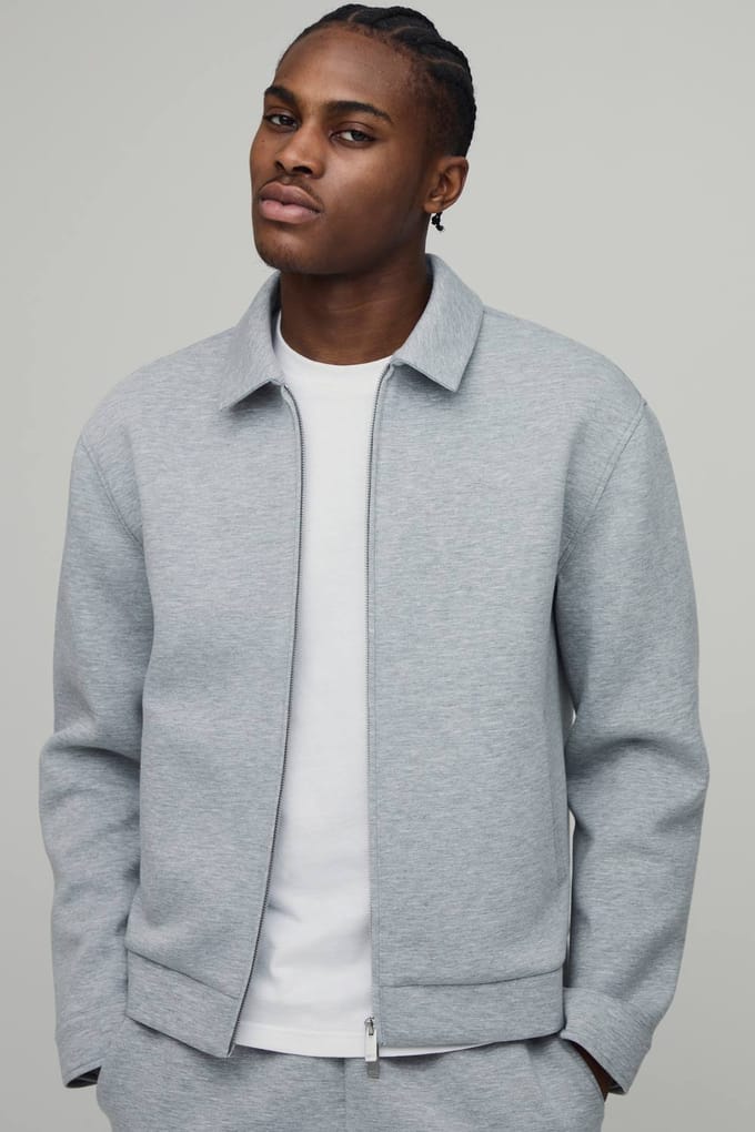 Regular Fit Scuba Gemêleerd Overshirt | Grey Marl | Size Small