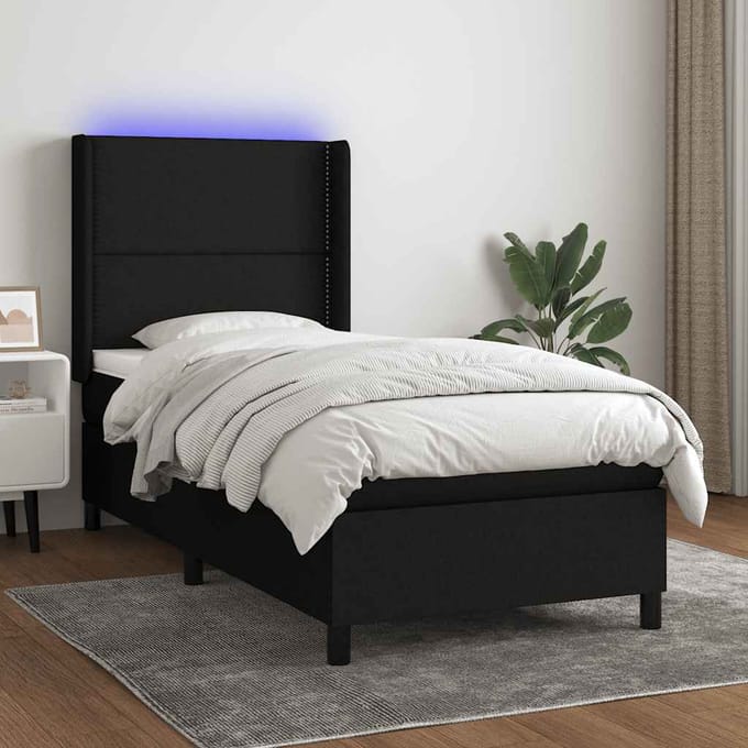 vidaXL - LED - Box - Spring - Bed - met - hoofdeinde - Stof