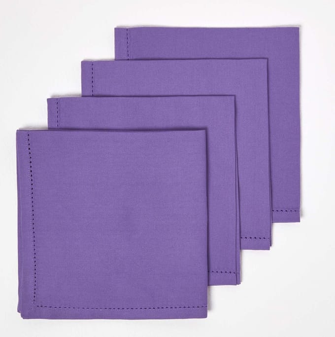 Homescapes katoenen servetten, set van 4, paars