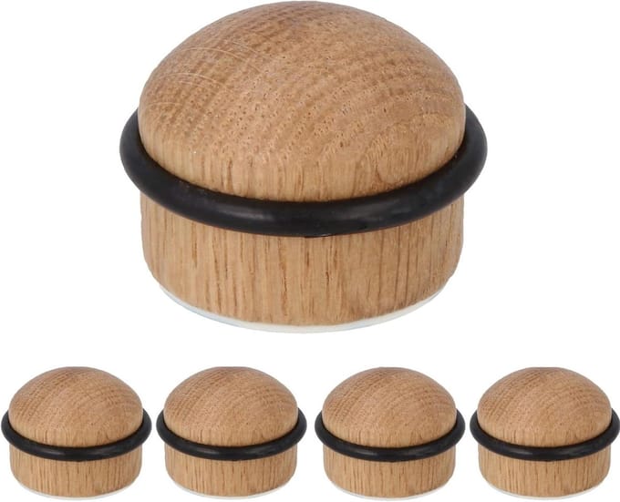 Deurstoppers Set - Vloerbuffers - Muren Beschermen - Massief Hout Design - 5 Stuks - Eiken