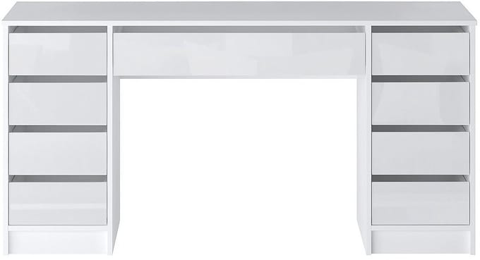 Vente-unique Bureau met 9 lades - Hoogglans wit - JENEMI
