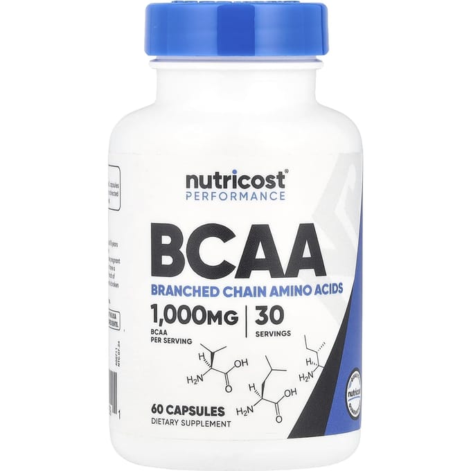Nutricost, BCAA, 1 000 mg, 60 capsules (500 mg par gélule)