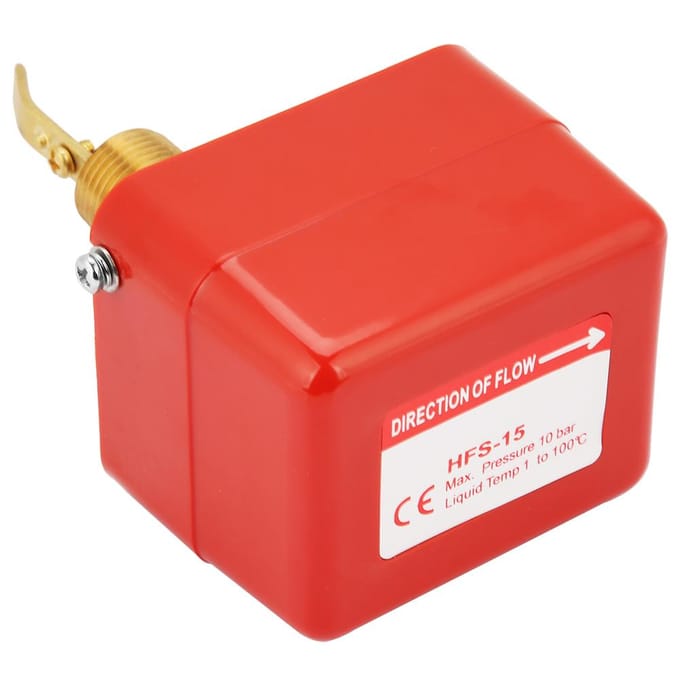 12 Water Paddle Flow Switch Draadaansluiting SPDT Contacten Rood(Type gedeeltelijk roestvrij staal) red