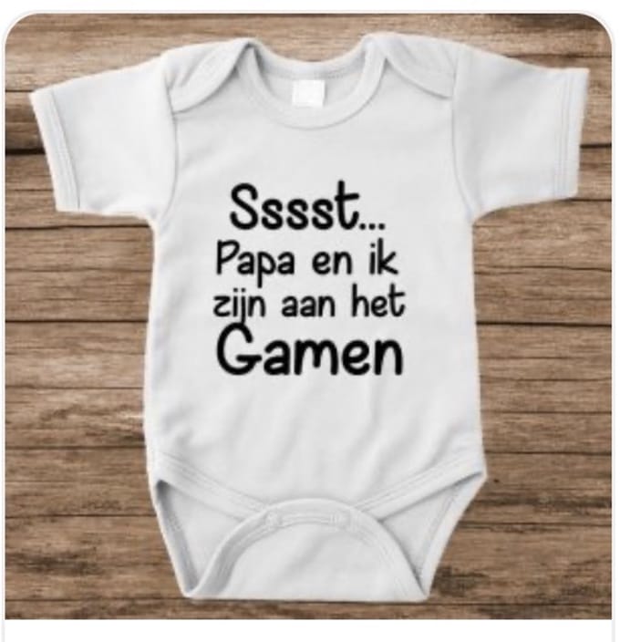 Grappige Rompertjes - rompertje papa en ik zijn aan het gamen - 0-3 mnd