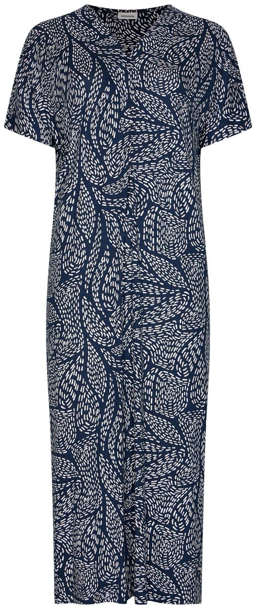Pastunette - Jurk - Oceanic Flow - EcoVero Viscose - Korte mouw - Blauw/Wit - Maat 42