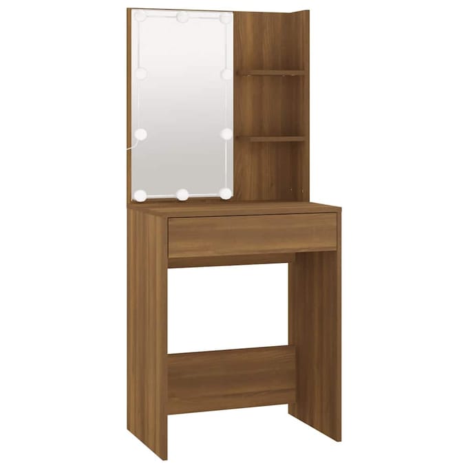 vidaXL - Kaptafel - met - LED-verlichting - 60x40x140 - cm - bruin - eikenkleur