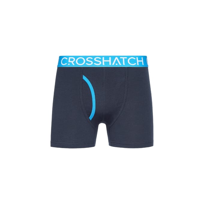 Crosshatch Heren Linamo MVE Open Fly Boxershorts (Set van 3) (Blauw)