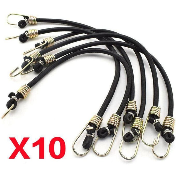 10 stuks elastische bungee-koorden verpakkingsriemen met haak bagagetouw 10pcs black