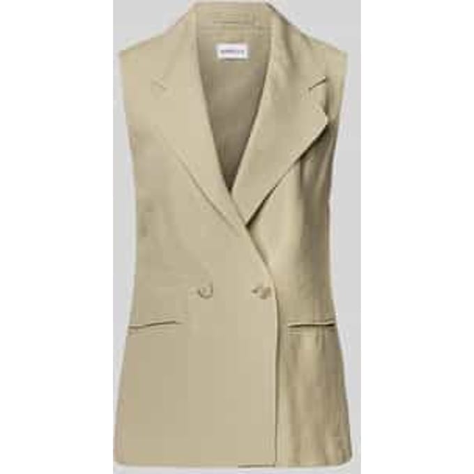 Relaxed fit linnen gilet met paspelzakken, model 'DRAMMA'