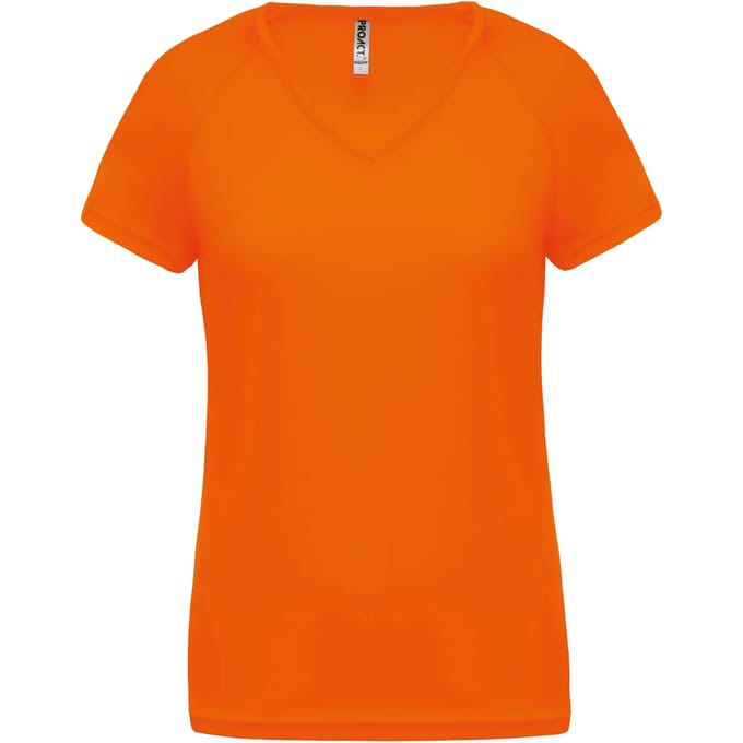 PROACT® Dames sport-t-shirt V-hals PA477 - Fluorescent Orange - M