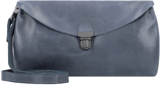 HAROLD'S Leren Schoudertas Koppeling Fold Handbag Clutch Light Blue Blauwgrijs