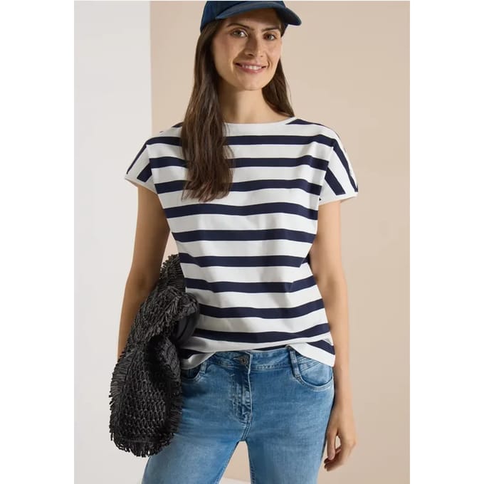 Shirt met boothals en knoopdetail