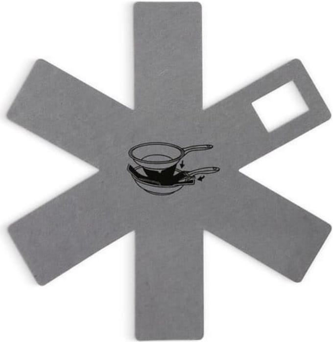 5Five Pannenschermers - 2x - grijs - vilt - 38 cm - stapelbeschermers voor pannen