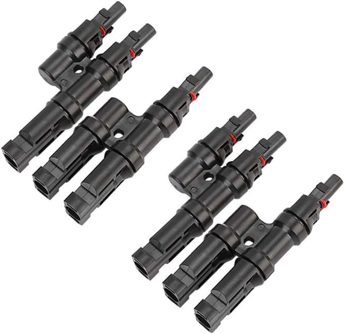 2 Paar MC4 Zonnepaneel Parallel Koppelaars - T-Branch Connector Set voor PV Installaties