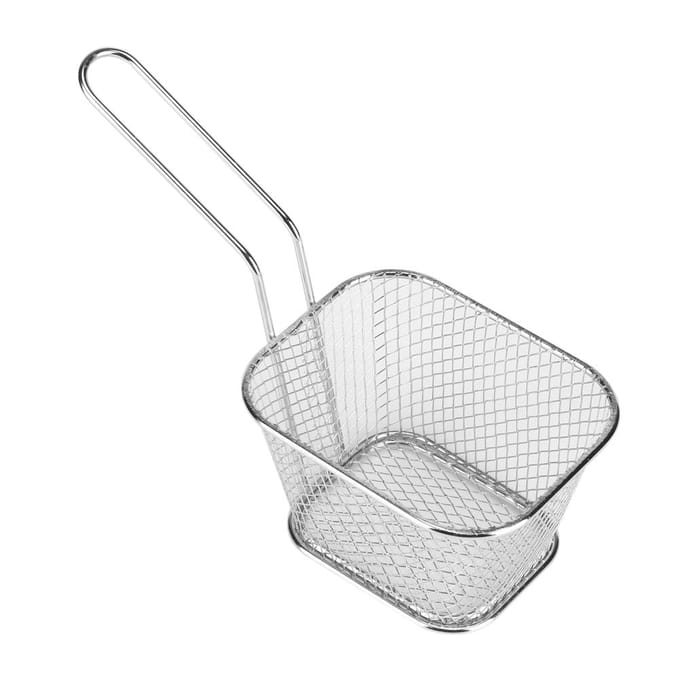 Kleine Gouden Metalen Mandjes voor het Serveren van Chips Frituur Kookgereedschap White white