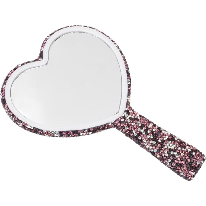 Strass Handspiegel Draagbaar Schattig Glanzend Handheld Bling Hart Spiegel voor Bruiloften white