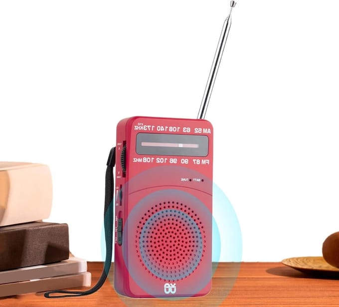 Draagbare FM-radio - Mini transistor - Buiten luisteren - Perfecte lokale ontvangst - Compact formaat - Rood