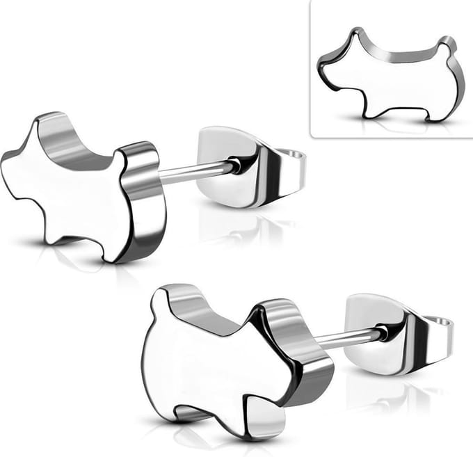 Amanto Oorbellen Beniel - 316L Staal - Dier - Hondje - 8x5mm