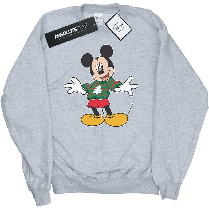 Disney Heren Mickey Mouse Kersttrui Stroke Sweatshirt (Sportgrijs)