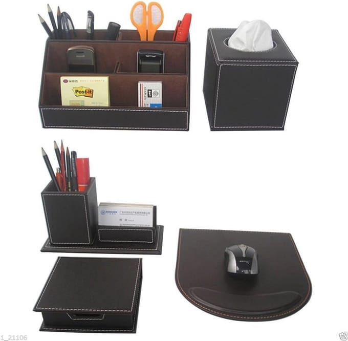 Bureau organizer set 5-delig bruin